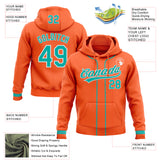 Custom Stitched Orange Aqua-White Baseball Pullover Sweatshirt Hoodie