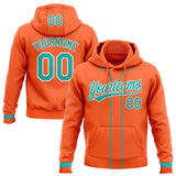Custom Stitched Orange Aqua-White Baseball Pullover Sweatshirt Hoodie