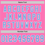 Custom Pink Light Blue-White Mesh Authentic Throwback Football Jersey