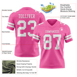 Custom Pink White Authentic Football Jersey