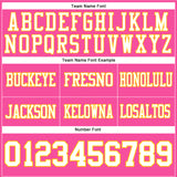 Custom Pink White-Yellow Authentic Football Jersey