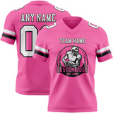Custom Pink White-Black Authentic Football Jersey