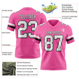 Custom Pink White-Black Authentic Football Jersey