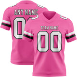Custom Pink White-Black Authentic Football Jersey