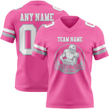 Custom Pink White-Gray Authentic Football Jersey