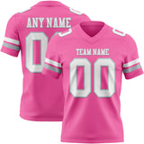 Custom Pink White-Gray Authentic Football Jersey