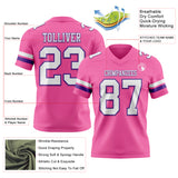 Custom Pink White-Purple Authentic Football Jersey