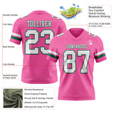 Custom Pink White-Kelly Green Authentic Football Jersey
