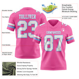 Custom Pink White-Light Blue Authentic Football Jersey