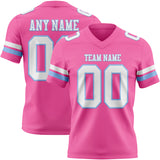 Custom Pink White-Light Blue Authentic Football Jersey