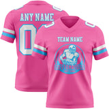 Custom Pink White-Sky Blue Authentic Football Jersey