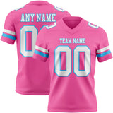 Custom Pink White-Sky Blue Authentic Football Jersey