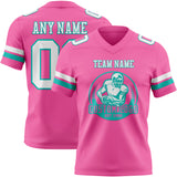 Custom Pink White-Aqua Authentic Football Jersey