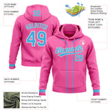 Custom Stitched Pink Sky Blue-White Baseball Pullover Sweatshirt Hoodie