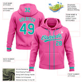 Custom Stitched Pink Aqua-White Baseball Pullover Sweatshirt Hoodie