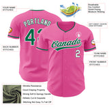 Custom Pink Kelly Green-White Authentic Baseball Jersey