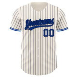 Custom Cream Navy Pinstripe Royal Navy-White Authentic Baseball Jersey