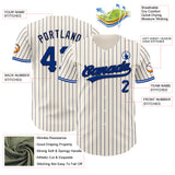 Custom Cream Navy Pinstripe Royal Navy-White Authentic Baseball Jersey