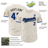 Custom Cream Black Pinstripe Royal Black-White Authentic Baseball Jersey