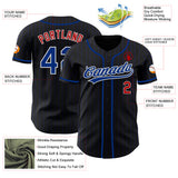 Custom Black Royal Pinstripe Royal Red-White Authentic Baseball Jersey