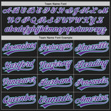 Custom Black White Pinstripe Purple Teal-White Authentic Baseball Jersey