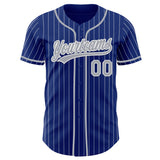 Custom Royal White Pinstripe Gray-White Authentic Baseball Jersey