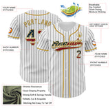 Custom White Black Pinstripe Vintage USA Flag-Old Gold Authentic Baseball Jersey