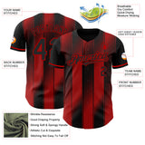 Custom Black-Red Gradient Classic Vertical Stripe Authentic Baseball Jersey
