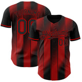 Custom Black-Red Gradient Classic Vertical Stripe Authentic Baseball Jersey