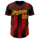 Custom Black Gold-Red Gradient Classic Vertical Stripe Authentic Baseball Jersey