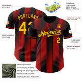 Custom Black Gold-Red Gradient Classic Vertical Stripe Authentic Baseball Jersey