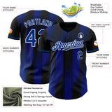 Custom Black Royal-White Gradient Classic Vertical Stripe Authentic Baseball Jersey