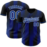 Custom Black Royal-White Gradient Classic Vertical Stripe Authentic Baseball Jersey