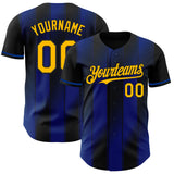 Custom Black Gold-Royal Gradient Classic Vertical Stripe Authentic Baseball Jersey