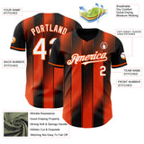 Custom Black White-Orange Gradient Classic Vertical Stripe Authentic Baseball Jersey