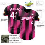 Custom Black White-Pink Gradient Classic Vertical Stripe Authentic Baseball Jersey
