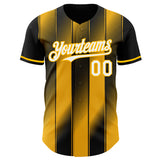 Custom Black White-Gold Gradient Classic Vertical Stripe Authentic Baseball Jersey
