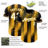 Custom Black White-Gold Gradient Classic Vertical Stripe Authentic Baseball Jersey