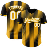 Custom Black White-Gold Gradient Classic Vertical Stripe Authentic Baseball Jersey