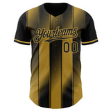 Custom Black-Old Gold Gradient Classic Vertical Stripe Authentic Baseball Jersey