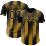 Custom Black-Old Gold Gradient Classic Vertical Stripe Authentic Baseball Jersey