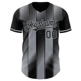 Custom Black-Gray Gradient Classic Vertical Stripe Authentic Baseball Jersey