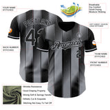 Custom Black-Gray Gradient Classic Vertical Stripe Authentic Baseball Jersey