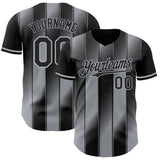 Custom Black-Gray Gradient Classic Vertical Stripe Authentic Baseball Jersey