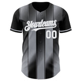 Custom Black White-Gray Gradient Classic Vertical Stripe Authentic Baseball Jersey