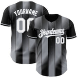 Custom Black White-Gray Gradient Classic Vertical Stripe Authentic Baseball Jersey