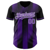 Custom Black Purple-White Gradient Classic Vertical Stripe Authentic Baseball Jersey