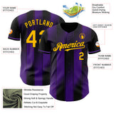 Custom Black Gold-Purple Gradient Classic Vertical Stripe Authentic Baseball Jersey