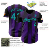 Custom Black Teal-Purple Gradient Classic Vertical Stripe Authentic Baseball Jersey