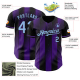 Custom Black Light Blue-Purple Gradient Classic Vertical Stripe Authentic Baseball Jersey